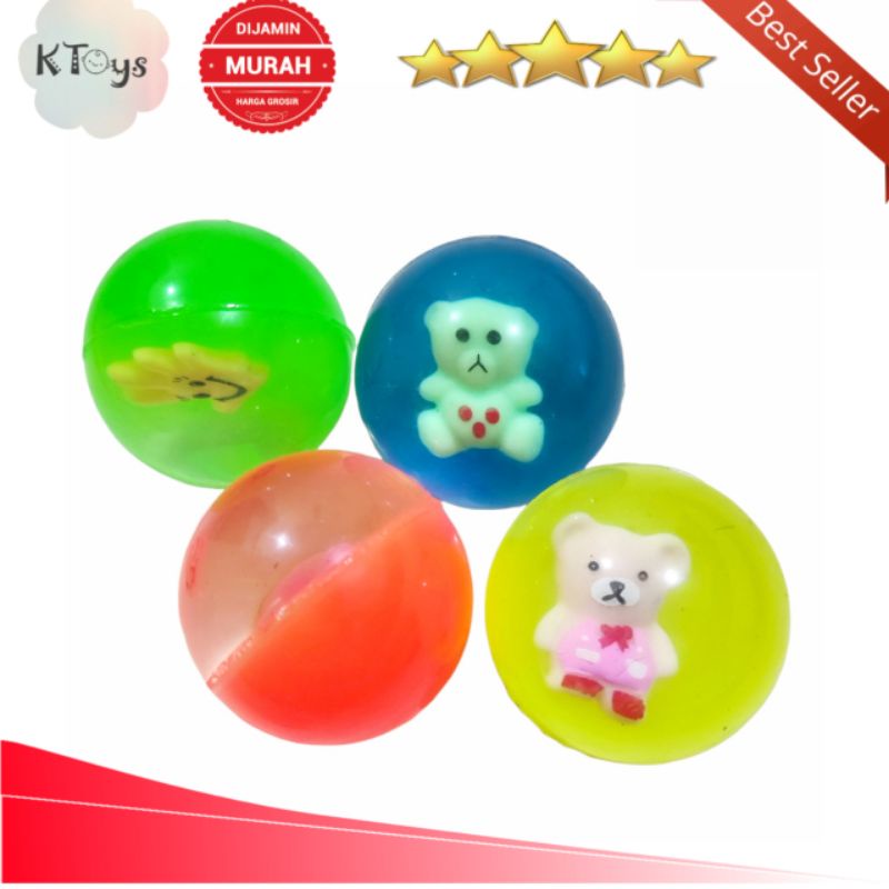 Bola karet besar 4.5cm bisa buat main bekel motif boneka