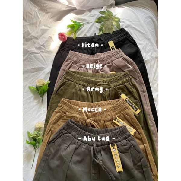 celana wanita korean style baggy Pants Kekinian bahan Cotton Combed tebal