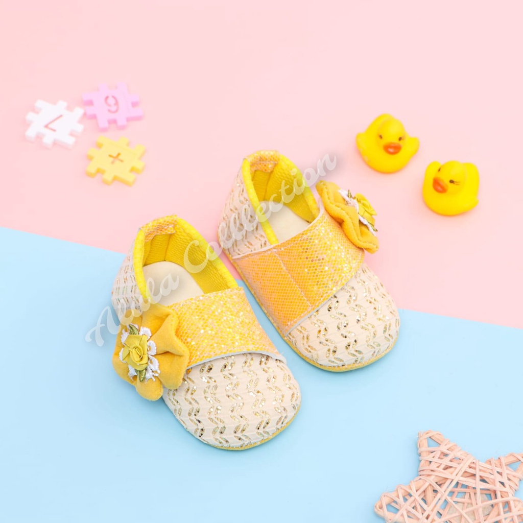 Sepatu Prewalker Casual Anti Selip Aksen Bunga samping untuk Bayi Perempuan 0-12 bulan TERMURAHHH