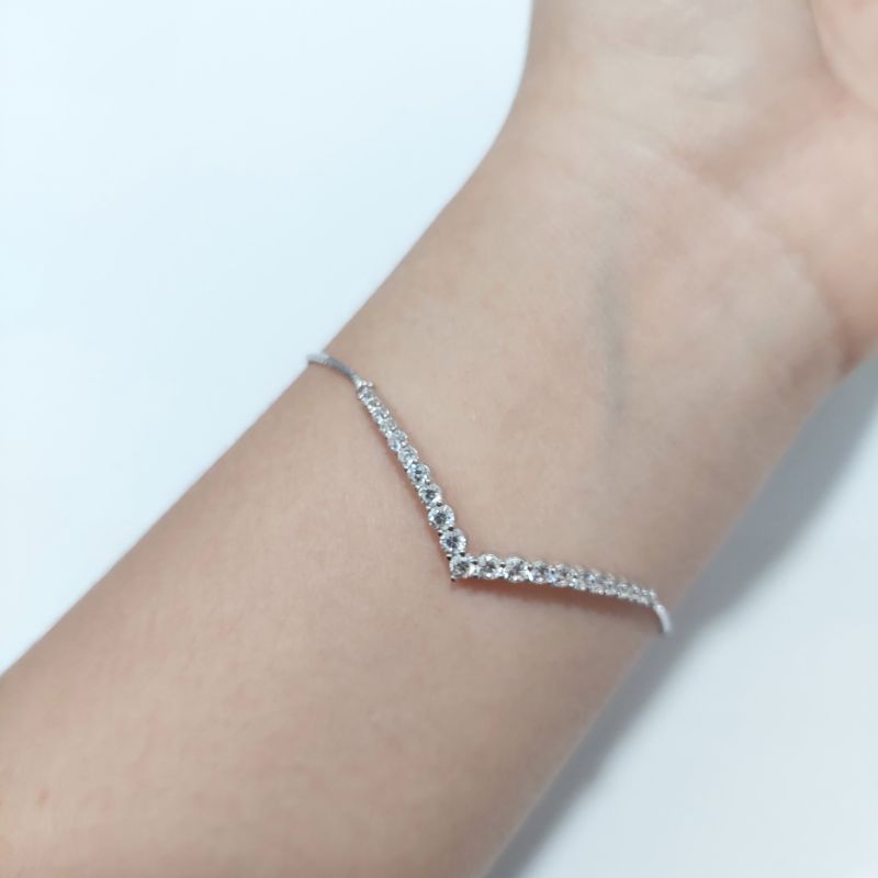 gelang rantai aurel serut putih dan rose gold emas asli cantik manis