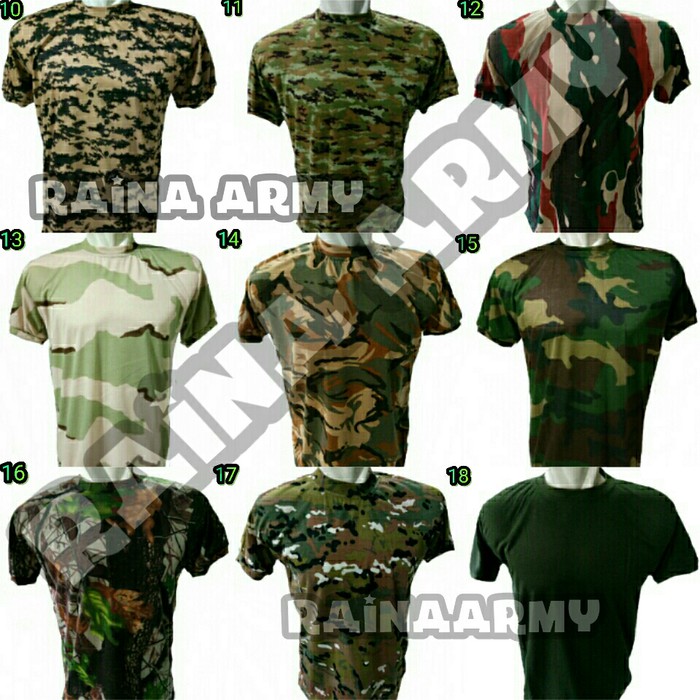 ArmourMilitary kaos pendek polos loreng TNI AD TNI AU PRAMUKA DAN UMUM