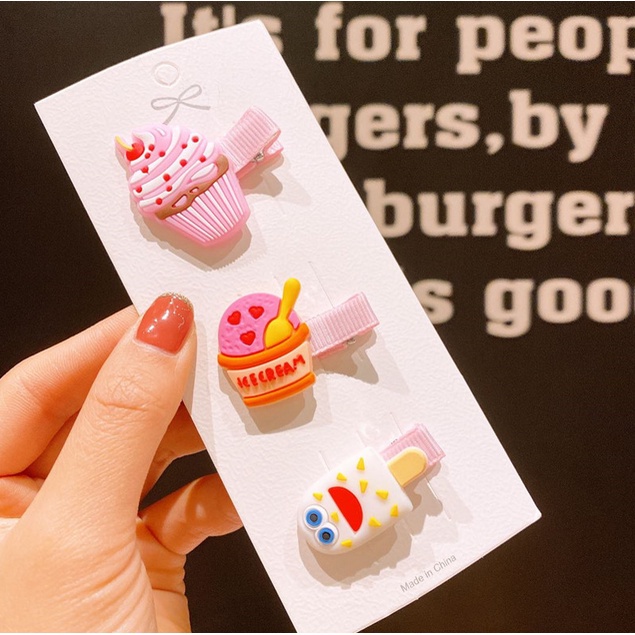 Jepit Rambut Korea Anak Perempuan Motif Tiptop Ice Cream Aksesoris Rambut Jepitan Wanita Lucu bahan import AK144