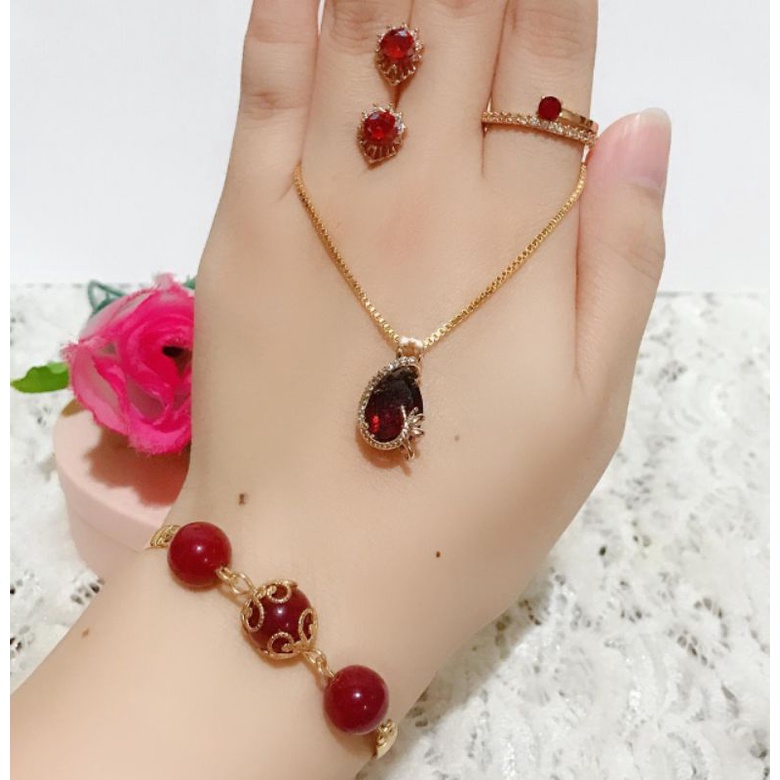 set wanita lapis emas gelang giok asli dan awet ready