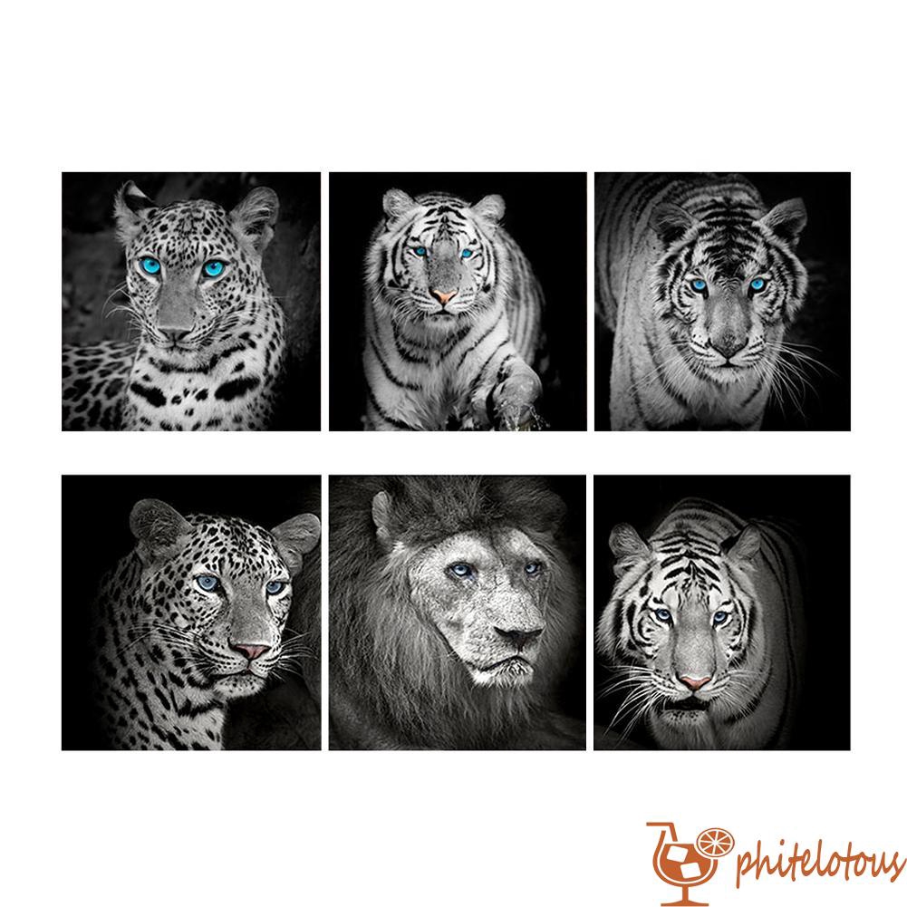 3 Pcs 5d Diy Bor Penuh Persegi Berlian Lukisan Hewan Cross