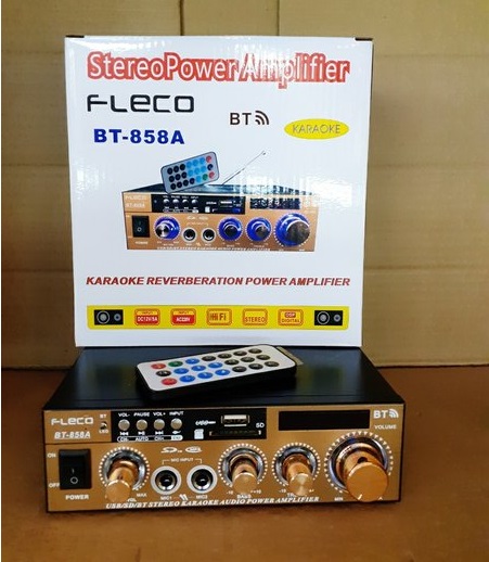 TERMURAH!!!!!! Amplifier FLECO BT 858A bluetooth Stereo Karoeke + Mp3 player+ FM Radio