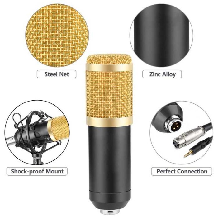 TaffSTUDIO Microphone BM-800+Scissor Arm Stand+Phantom Power+SC+Filter