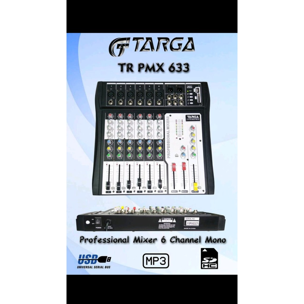 TARGA Professional Mixer 6 Channel Mono TR PMX 633