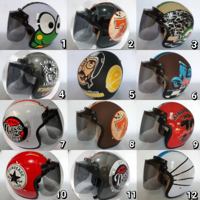 Harga Helm Bogo Kaca Datar Murah / Jual Helm Bogo Retro ...