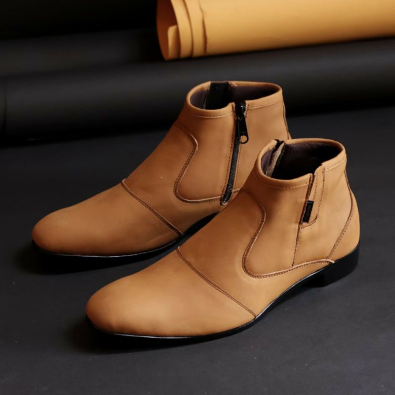 FOX | Sepatu Putih Pria Pantofel Kulit Asli Spatu Kerja Cowok Formal Casual Kasual Pantopel Boots Tinggi Modern Trendy Original