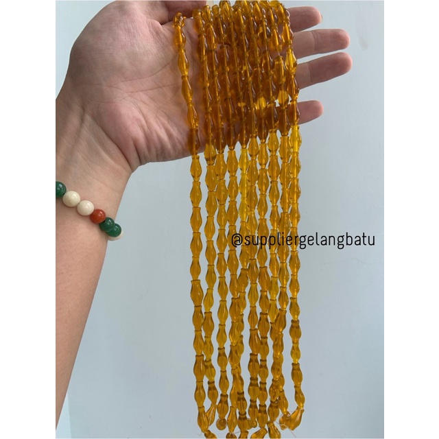 manik ujung kepala tasbih GUCI ORANGE bening craft kalung gelang 8mm