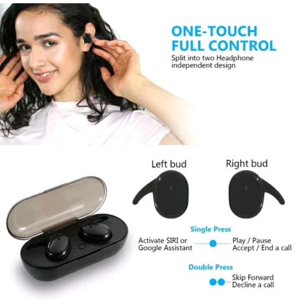 Headset Earphone Bluetooth Wireless Sport TWS 4