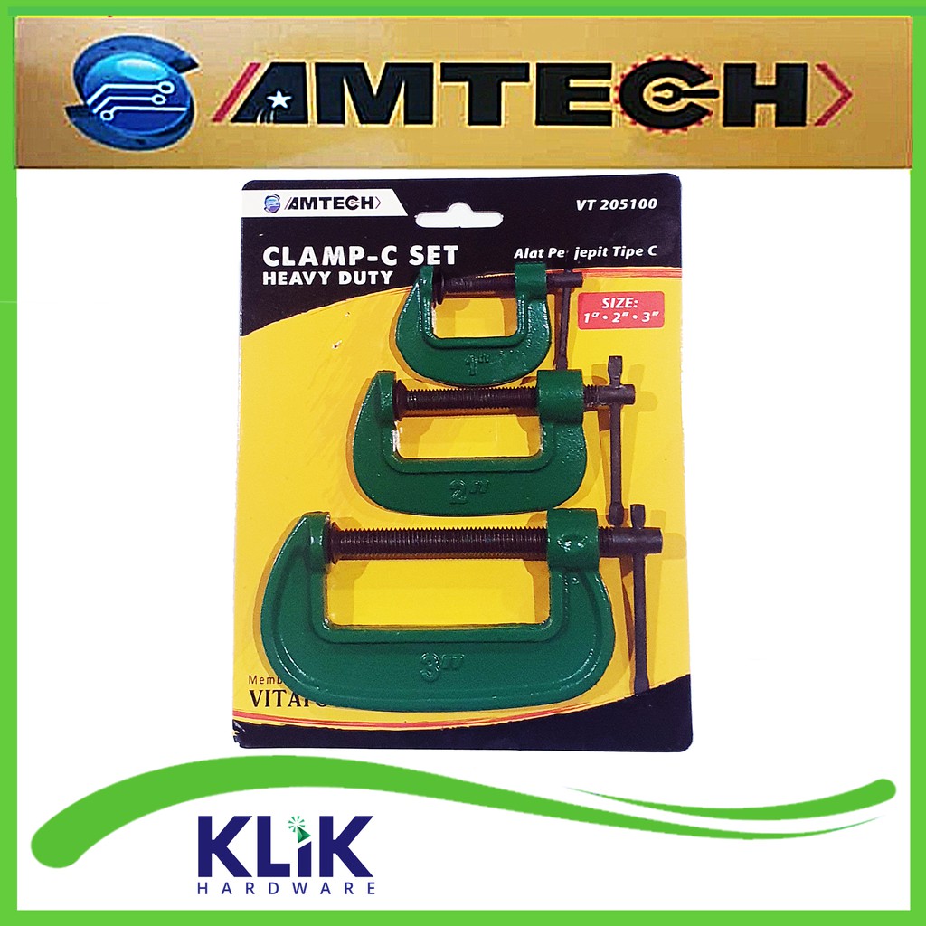 Amtech Klem C Set 3 Pcs Catok Penjepit Kayu Besi Clamp C 1 2 3 Inch