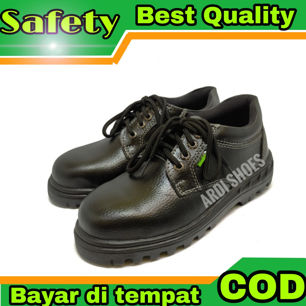 Sepatu Safety Pria Bahan Sintetis Septy Tali Pendek Sepatu Sefti Cowok Lapangan Septi Proyek