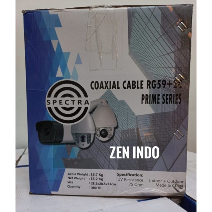 Kabel Spectra RG59 Power 300Meter CCTV UV Res 75ohm Indoor Outdoor Varian Hitam dan Putih