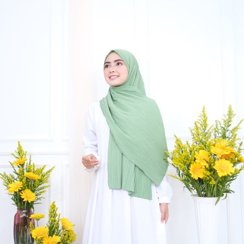 (Full Plisket Ceruty) Pashmina Pasmina Plisket Lidi Premium/ Fatin Jilbab Pasmina-8