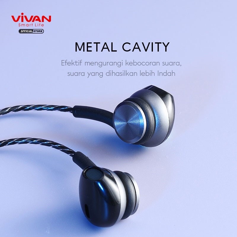 VIVAN Q12 Wire Earphone Deep Bass Mic Konektor L 90 Garansi Resmi 1 Tahun