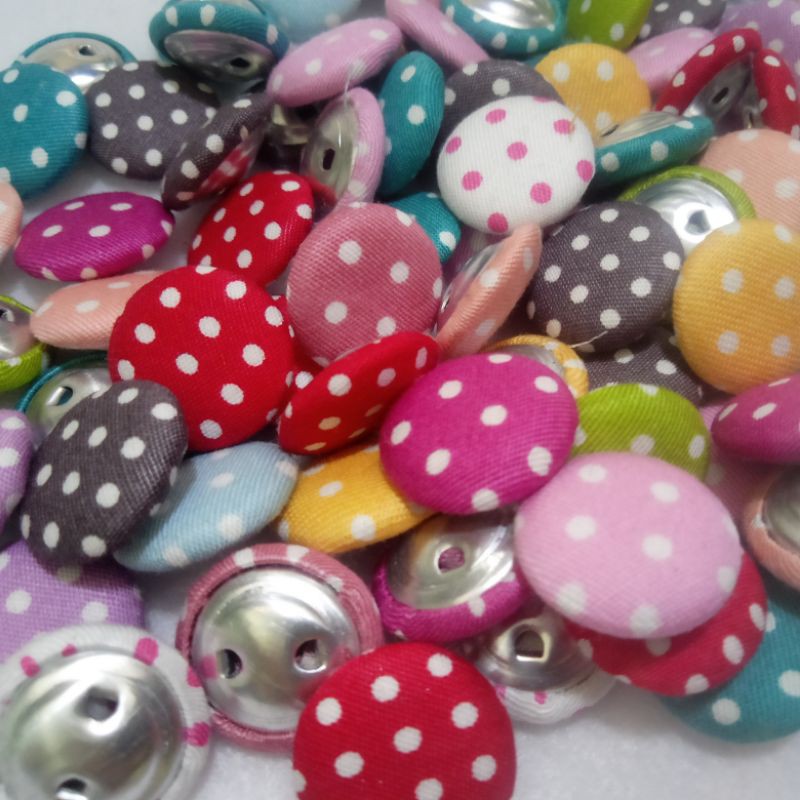 Kancing Bungkus Fabric Button Polka 1,8cm per 100 pcs