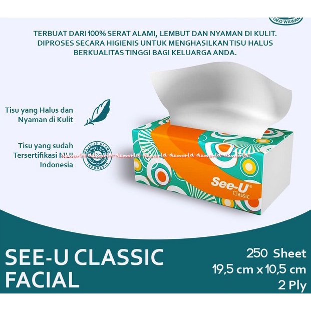 See U Classic Tissue Seeu 250Sheet 2Ply Tisu CU Tissu Klasik Halus Lembut Di Wajah Halal MUI