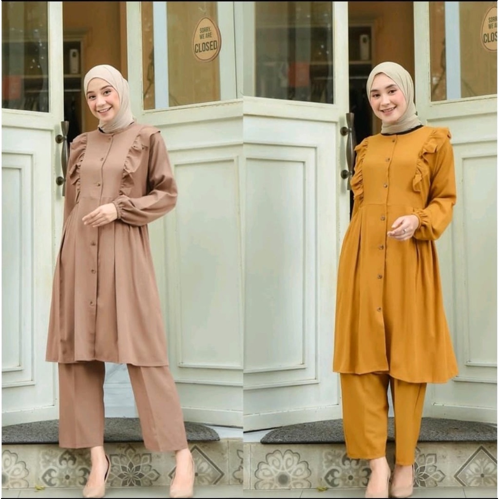 TUNIK SET ATASAN+CELANA ONE SET DAILY ADIRENA REMPEL SETELAN