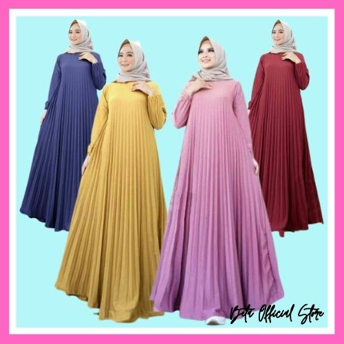 Baju Gamis Maxi Amanda plisket Jumbo Wanita Dewasa Remaja Modern Terbaru 2022 Simpel Elegan Trendy T