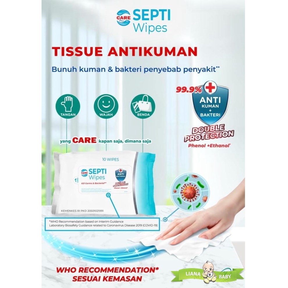 PERA429 TISSUE BASAH CAREPLUS SEPTI WIPES ISI 10 SHEET