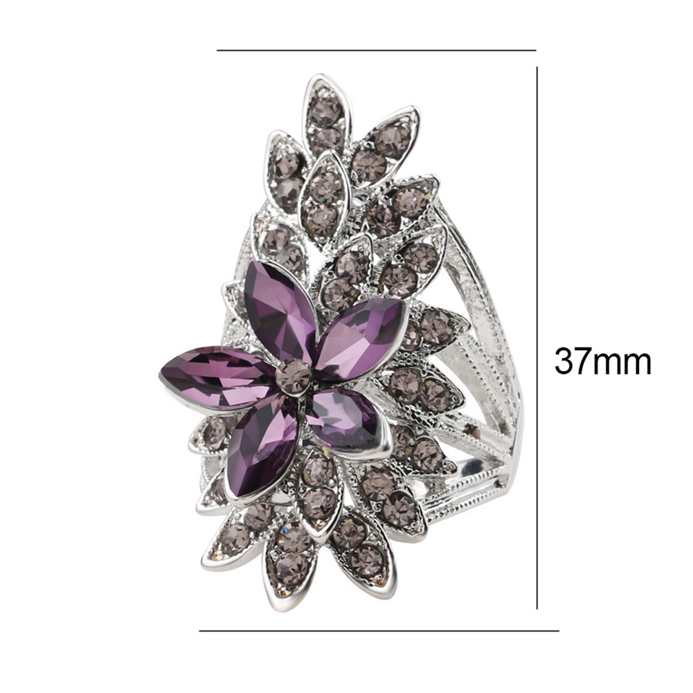 Hu Hu Hu Hu Hu Alat Bantu Pasang Kacamata♡ Cincin Wanita Desain Bunga Hollow Hias Cubic Zirconia Berkilau Untuk Hadiah