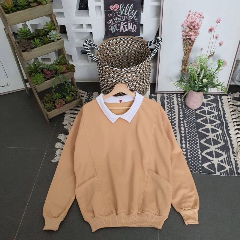 GSC - Sweater LUTES Oversize / Sweater Wanita , Saku Kanan Kiri &amp; KERAH ASLI