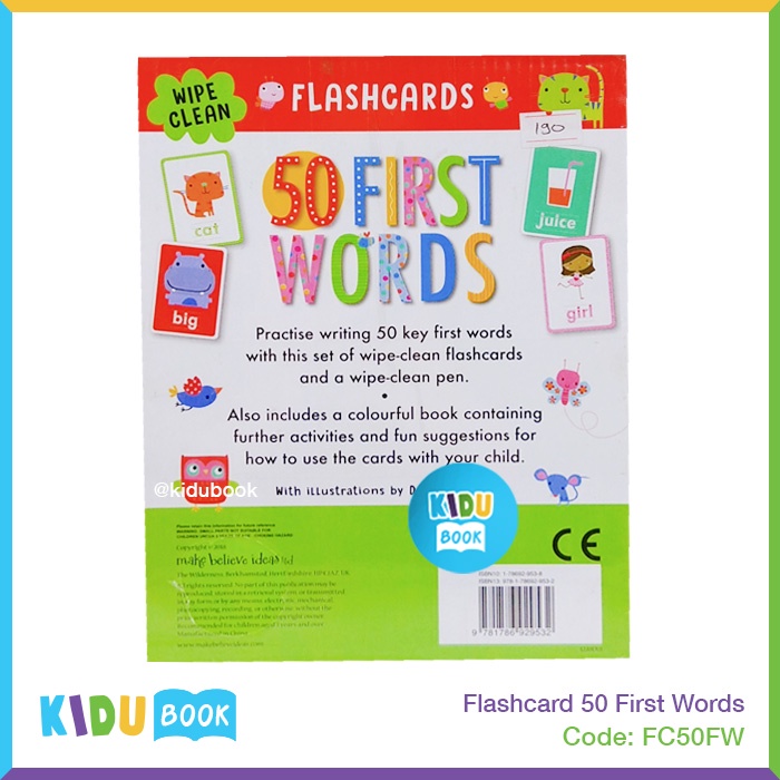 Buku Cerita Bayi dan Anak Flashcard 50 First Words Kidu Baby