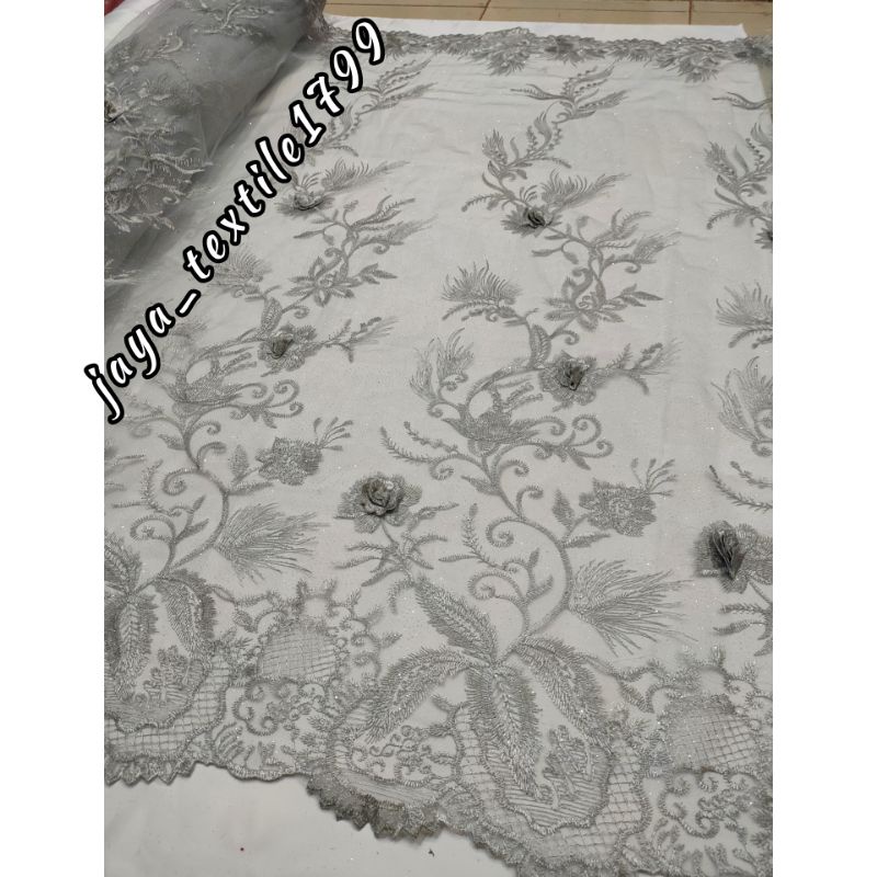 Kain Tile Tulle brokat kebaya/ Tile 3d / harga 0,5m