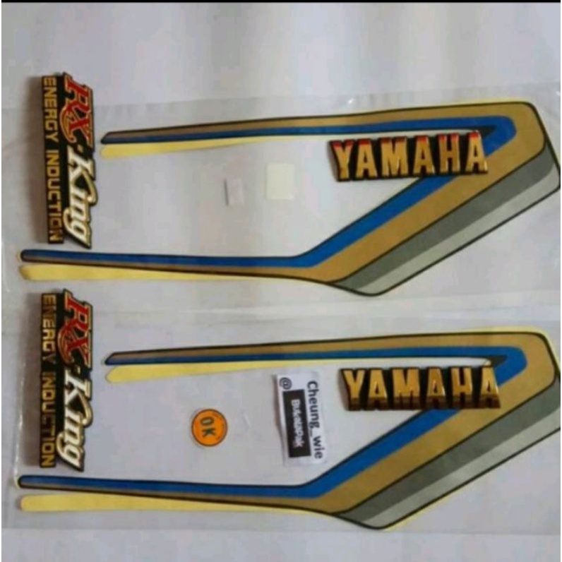 list striping /stiker + emblem tangki RX-king cobra 1990 old biru kw super