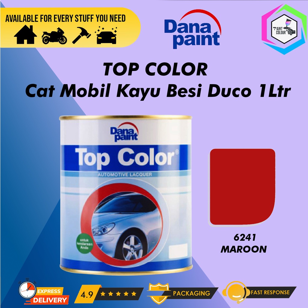 TOP COLOR 6241 Maroon - Cat Mobil Kayu Besi Duco