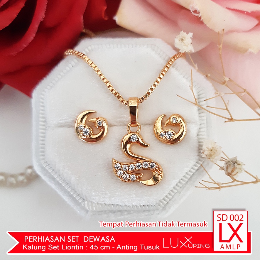 SD 002 Perhiasan Set Kalung dan Anting Xuping Bebek Angsa Perhiasan Lapis Emas Yaxiya Luxx Xuping