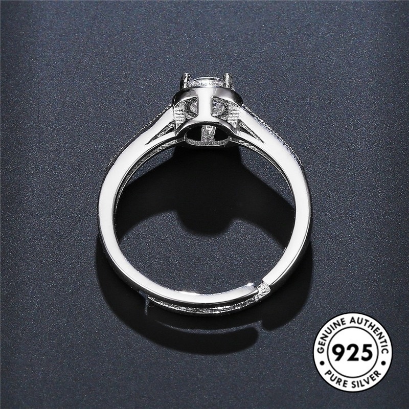 Cincin Model Terbuka Bahan S925 Silver Aksen Berlian