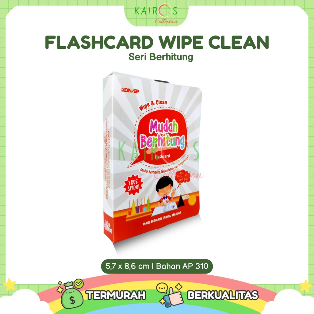 Flashcard Wipe Clean Seri Berhitung Kartu Pintar Belajar Balita Bisa Ditulis Dihapus