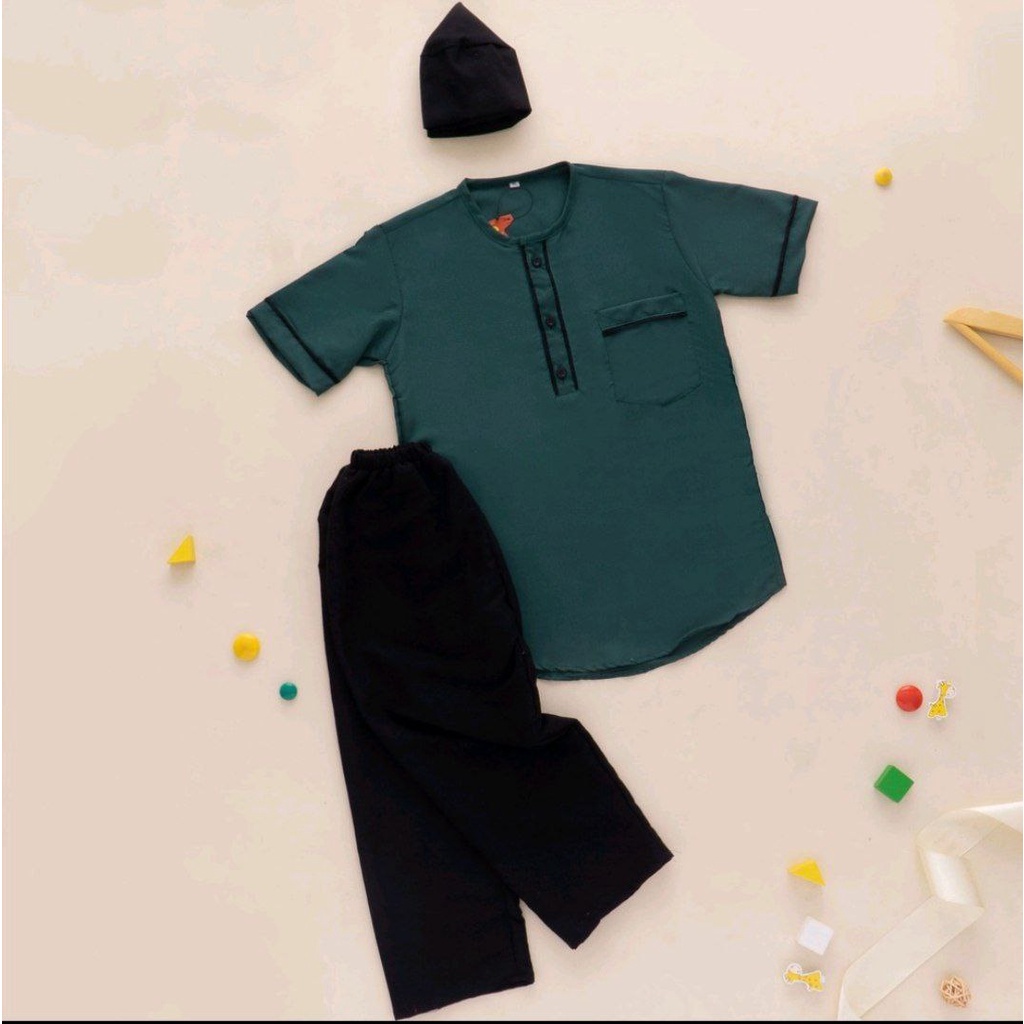 Setelan Ismail Baju Koko Anak Laki-laki Usia 2 3 4 5 6 7 8 9 10 11 12 Set Koko Kurta Muslim Anak