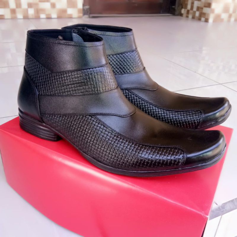 Sepatu pdh kulit asli boot kulit asli resleting