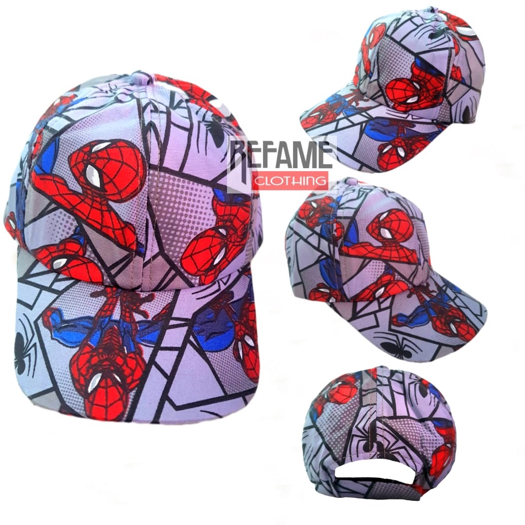 Topi Anak Laki Laki Superhero Komik Spiderman Micro Grey Cowok Usia Umur 1 2 3 4 5 6 7 8 9 10 Tahun Lucu Keren Grosir Murah