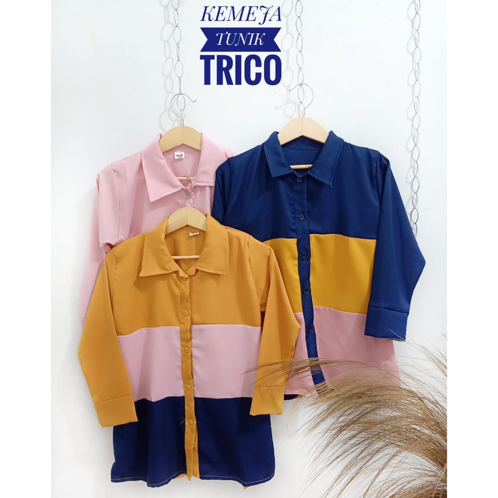 NEW YEAR SALE!! TUNIK TRICO / TUNIK MOSCREPE TIGA WARNA CASUAL ATASAN WANITA