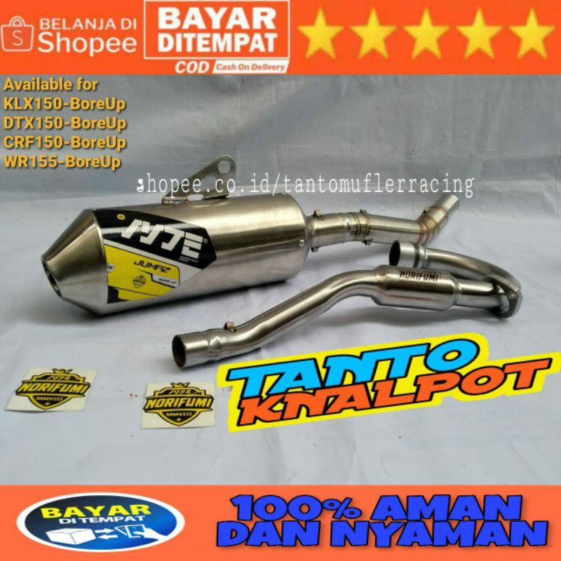 KNALPOT NORIFUMI JUMPZ SERIES BUAT MESIN STANDART s/d BORE UP PISTON 62mm UTK KLX/DT150 CRF150 WR155