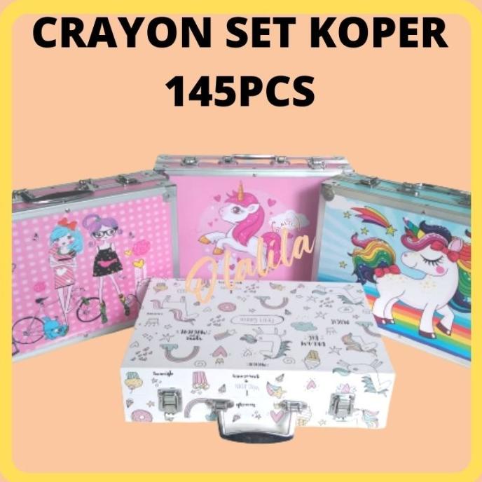 

(BISA COD) Crayon Set 145 Pcs Koper Besi / Alat Gambar / Water Colour / Kid Draw LIMITED EDITION Kode 1229