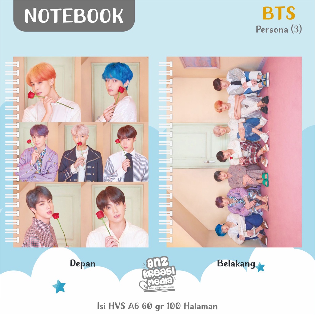 NOTEBOOK A6 BUKU TULIS SPIRAL - BTS PERSONA 3 - MERCHANDISE KPOP MURAH UNOFFICIAL