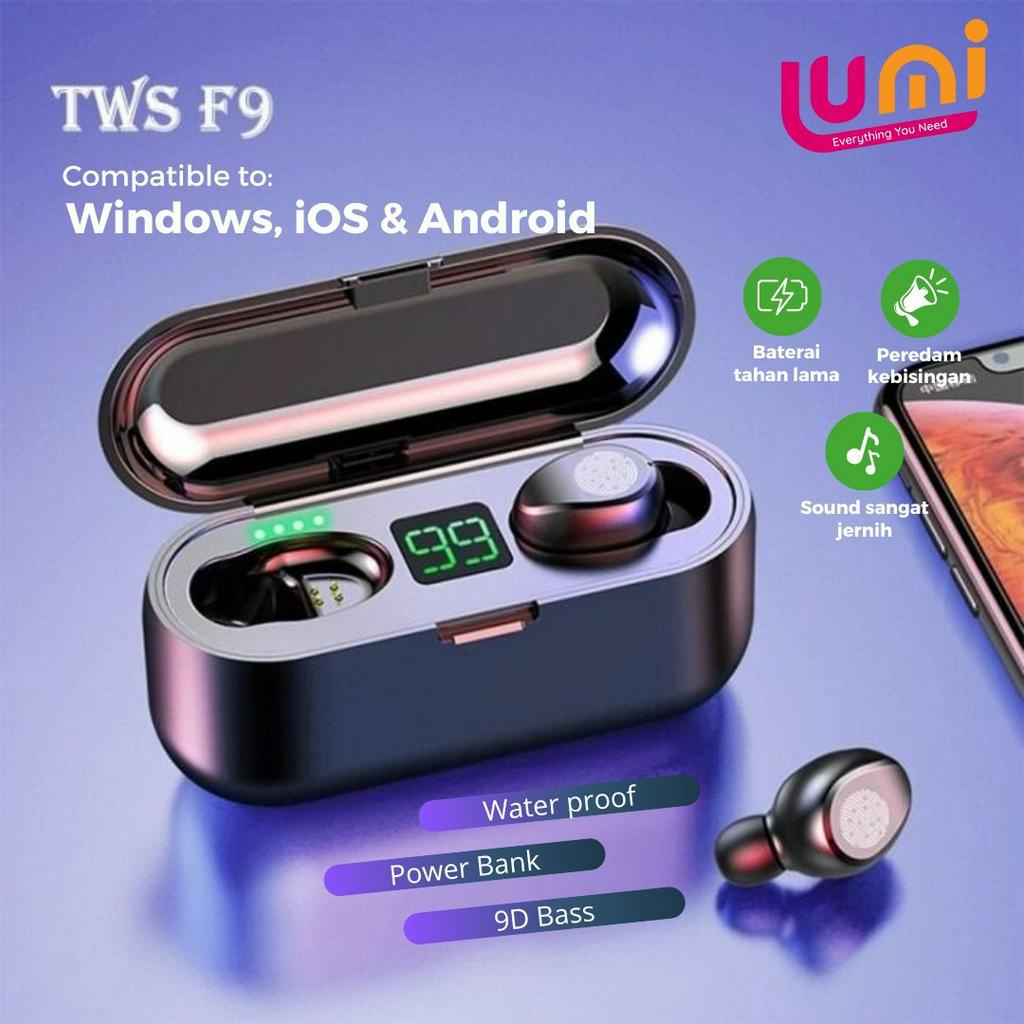 Headset TWS-F9 Earphone Bluetooth 5.0 HiFi Earphone wireless