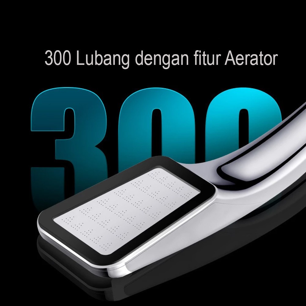 Shower Kepala Mandi Paket 300 Lubang Tekanan Tinggi Pancuran Aerator Head Filter Selang Rumah Salon