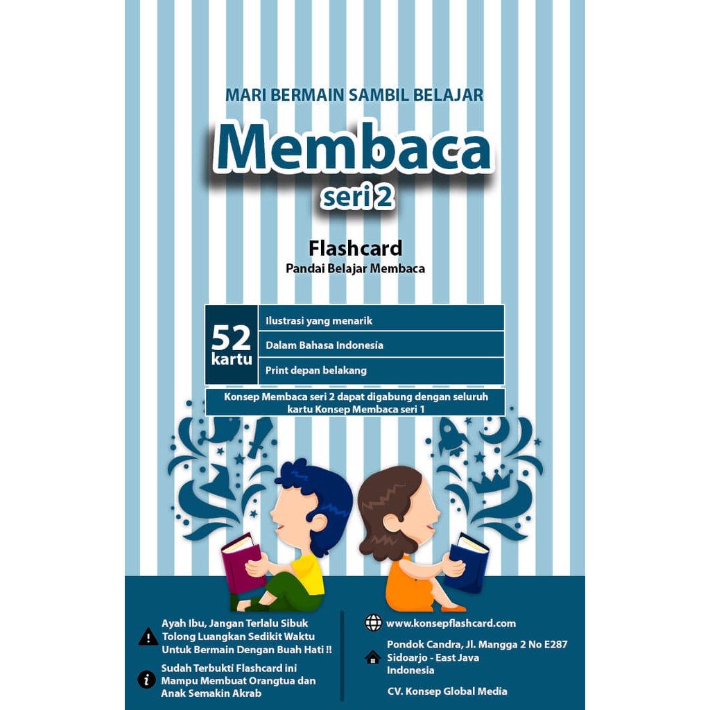 Flash Card Membaca Seri 2 - Kartu Belajar Anak Bergambar - Konsep Studio Original