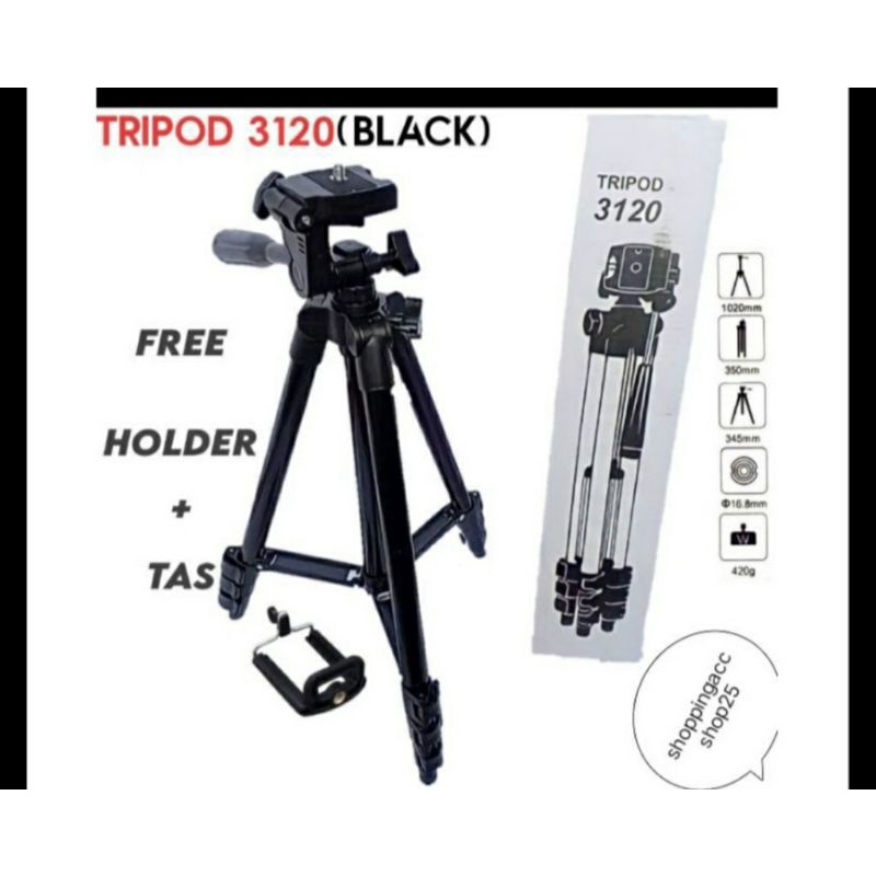 TRIPOD 1METER  BLACK EDITION 3120 + Holder U BAHAN BESI KOKOH