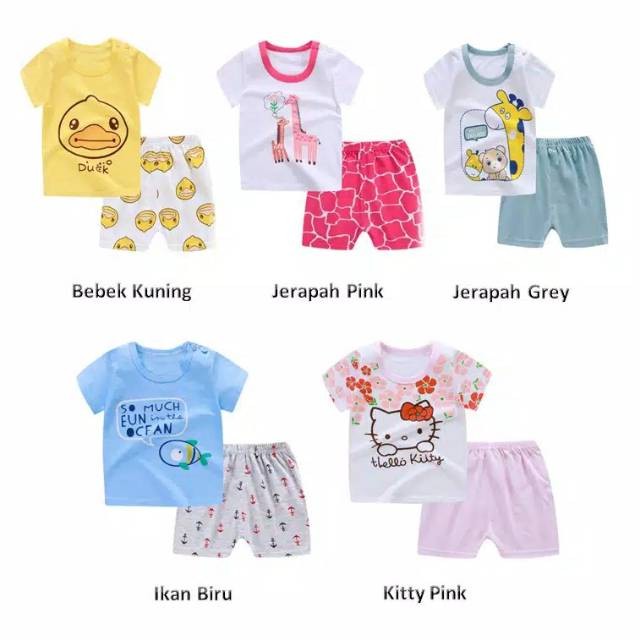 Setelan Pendek Anak Baju Anak Pendek Gambar Motif IMPORT QUALITY S22