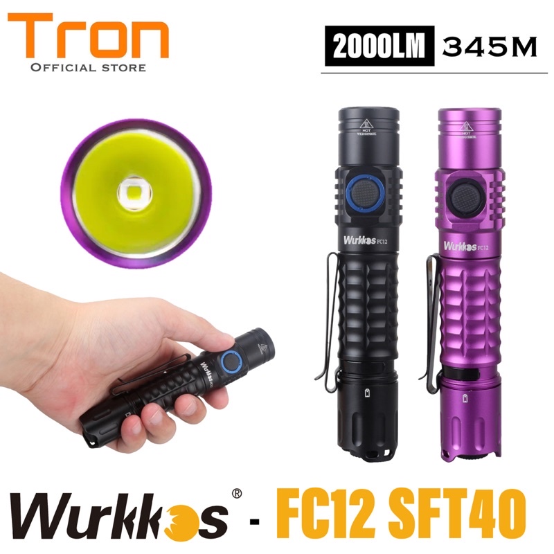 Wurkkos FC12 SFT40 2000 Lumens 345 Meter Senter EDC Led Flashlight
