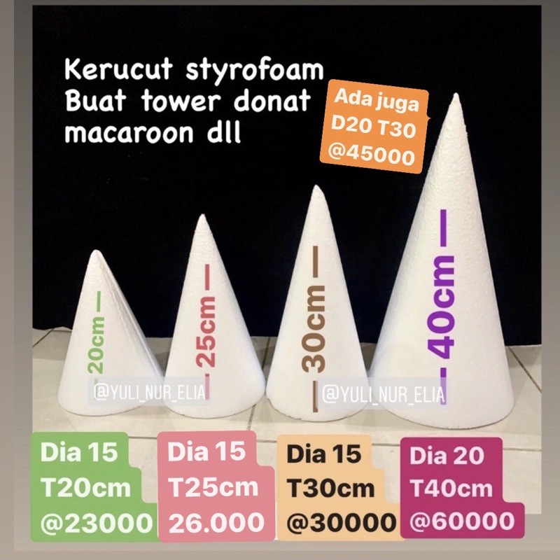 Kerucut Styrofoam D20 Tinggi 40cm Utk Donat Tower Atau Macaroon Tower Shopee Indonesia