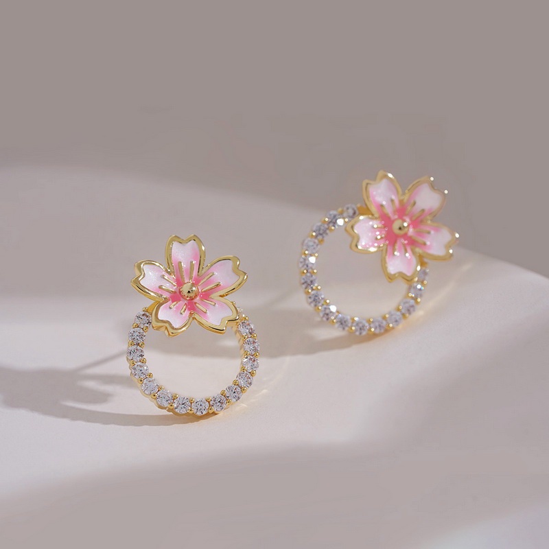 Anting Stud 925 Silver Bentuk Bunga Tulip Hias Mutiara Berlian Gaya Korea Untuk Wanita