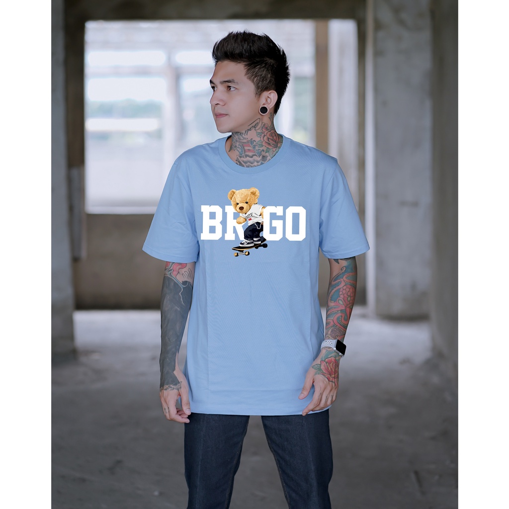 BRIGO Kaos Lengan Pendek Bear Skateboard II Kaos Distro BRIGO Beruang Skateboard II Kaos Katun Combed M-XL ( Pria &amp; Wanita )